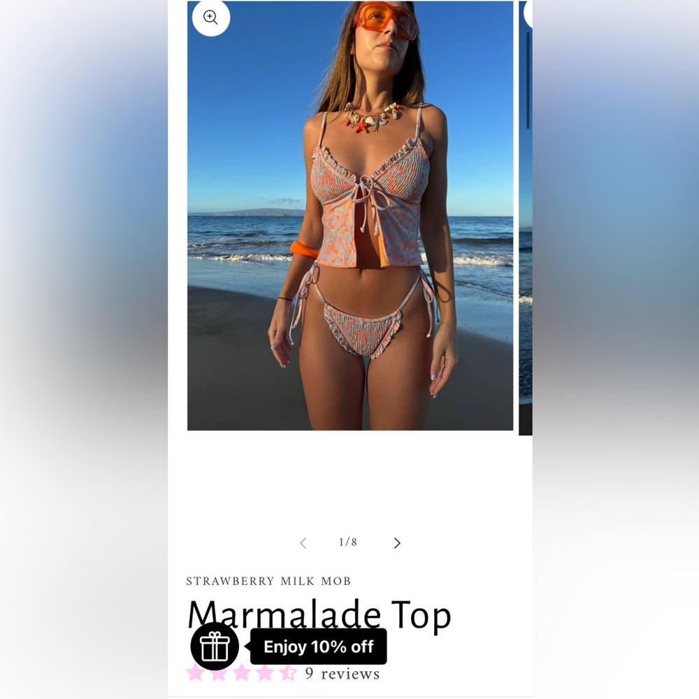 Strawberry Milk Mob Orange and Blue Sleeveless Crop Tank Top